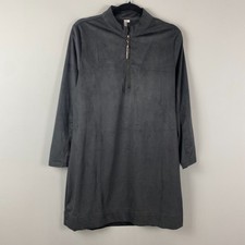 Lulu B Faux Suede 1/4 Zip Mini Shift Dress Size M Gray Pullover Stretch