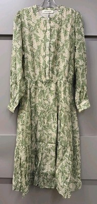 SOFIE SCHNOOR S221244 Green Floral Print Midi Dress - L - £120