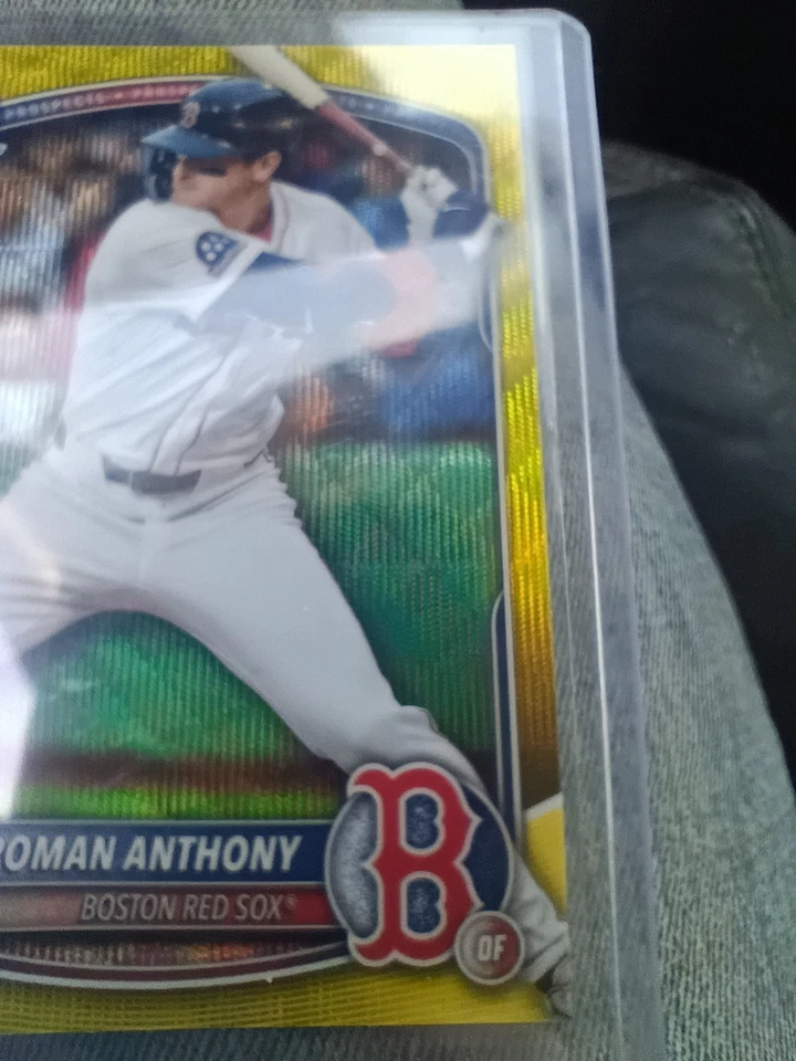 2025 Bowman Chrome Roman Anthony  Yellow Geometric Refractor  60/75 SP Red Sox - Image 3 of 4