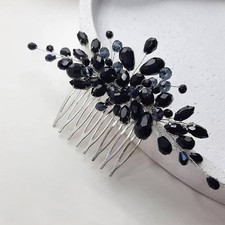Black Rhinestone Hair Comb Crystal Headpieces Bridal Hair Accessories for Women