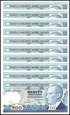 Turkey 500 Lira, L.1970 (1983 ND), P-195a.3, UNC, Prefix E X 10 PCS