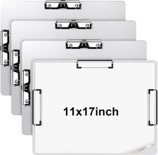 4 Pcs 11X17 Aluminum Clipboard Three Clip Tough Extra Large Clipboard 11X17 Draw