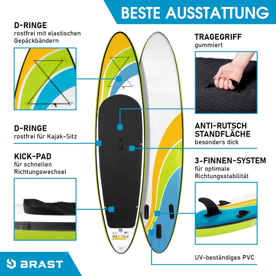 BRAST® SUP Board | Aufblasbares Stand up Paddling Set | 300/320/370cm - 2.Wahl - Bild 4 von 4