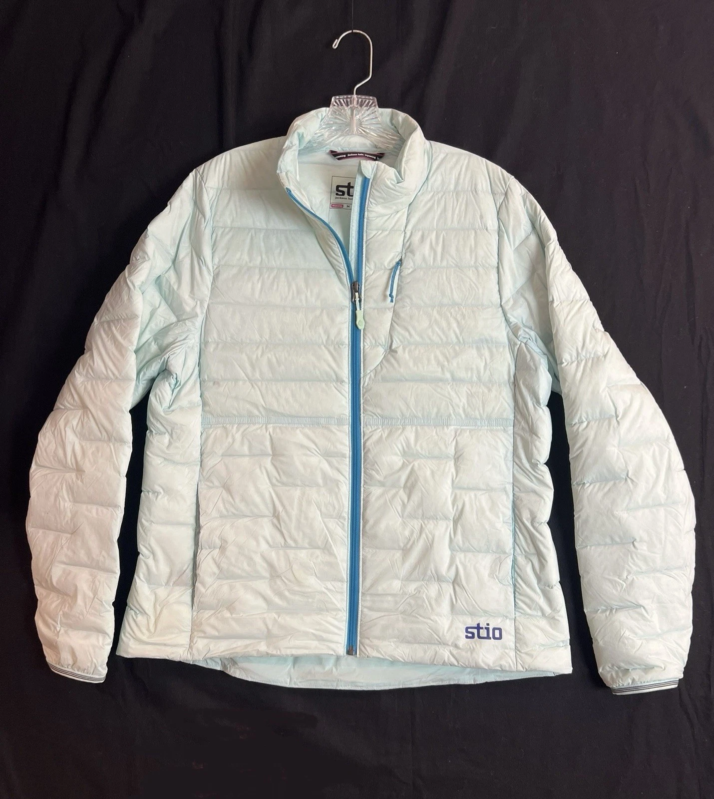 Stio Skillet Stretch Down Jacket Womens M Light Blue Full Zip Puffer Coat