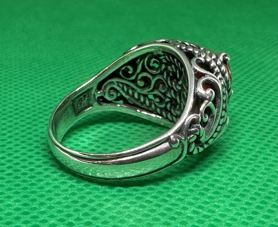 Anillo Doblete Carolyn Pollack Coral Rojo - Plata de Ley 925 Talla 10 Foto 4 de 4