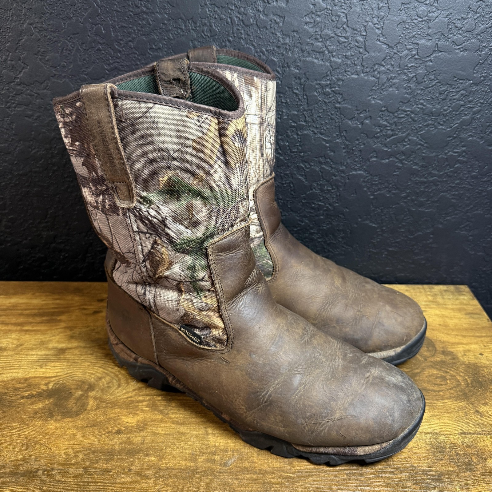 Wolverine Snow Boots Mens Size 12M Brown Camo Leather Thinsulate Pull On Hunting-image