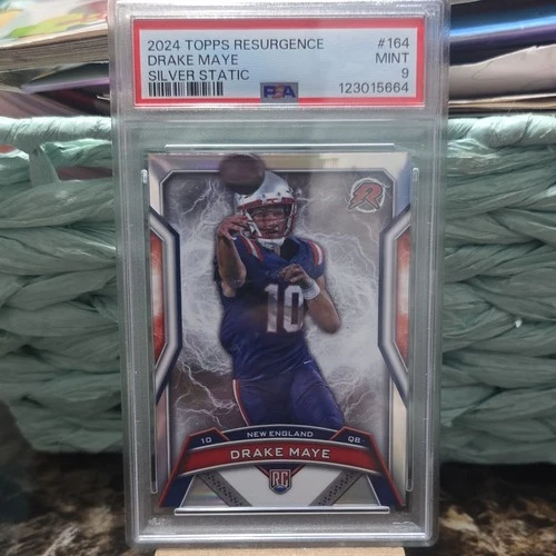 Topps Resurgence Drake Maye Rookie #164 Silver Static Refractor PSA 9 POP 1