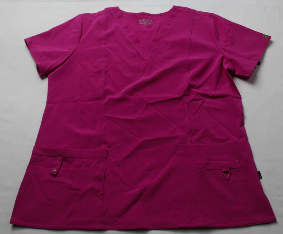 Activate by Med Couture Womens Motion V-Neck Solid Scrub Top CN6 Magenta Size XL - Image 1 of 3