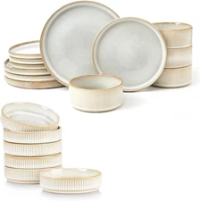 Dinnerware Set for 4 (12 Piece) and 4Oz Dipping Bowl Set (6 Piece) - Star Stonew