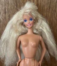 Happy Birthday Barbie Doll 1991 7913 Blonde Hair With Tinsel Blue Eyes Nude