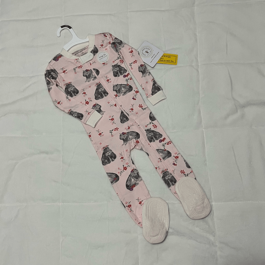 Burt’s Bees Baby Floral Hippo Romper Pajama’s Size 12 Months eBay
