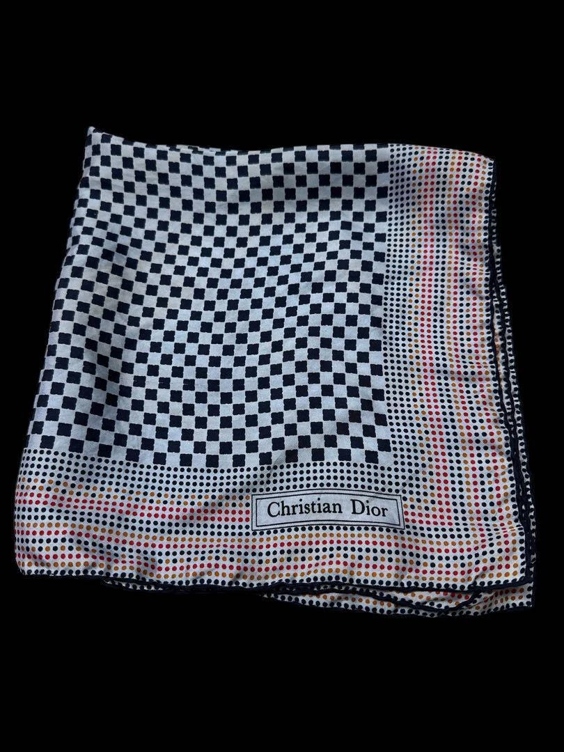 Authentique écharpe Christian Dior 100% soie multicolore motif carreaux du Japon