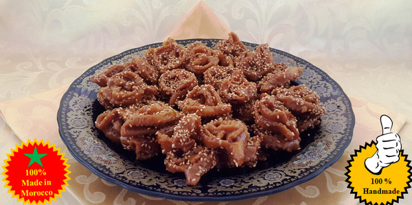1 KG Marruecos Chebakia شباكية Mkharka galletas frescas caseras pastelería comida de Ramadán