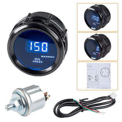 2'' 52mm Digital LED Electronic Oil Pressure Gauge Meter W/Sensor 0-150 PSI