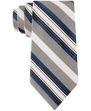  125 Calvin Klein Men Blue Stripe Skinny Slim Neck Tie Classic Silk Necktie 59x3