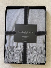 100% Cashmere Luxury Throw Blanket Grey MAGASCHONI SZ (50x60) $298