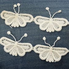 Cream Guipure Lace, Butterfly Motifs Sew on Flower Applique 55mm Wide 6 pcs