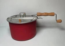 The Genuine Whirley Pop Popcorn Maker- Aluminum Stovetop Popper, Wood Hand Crank
