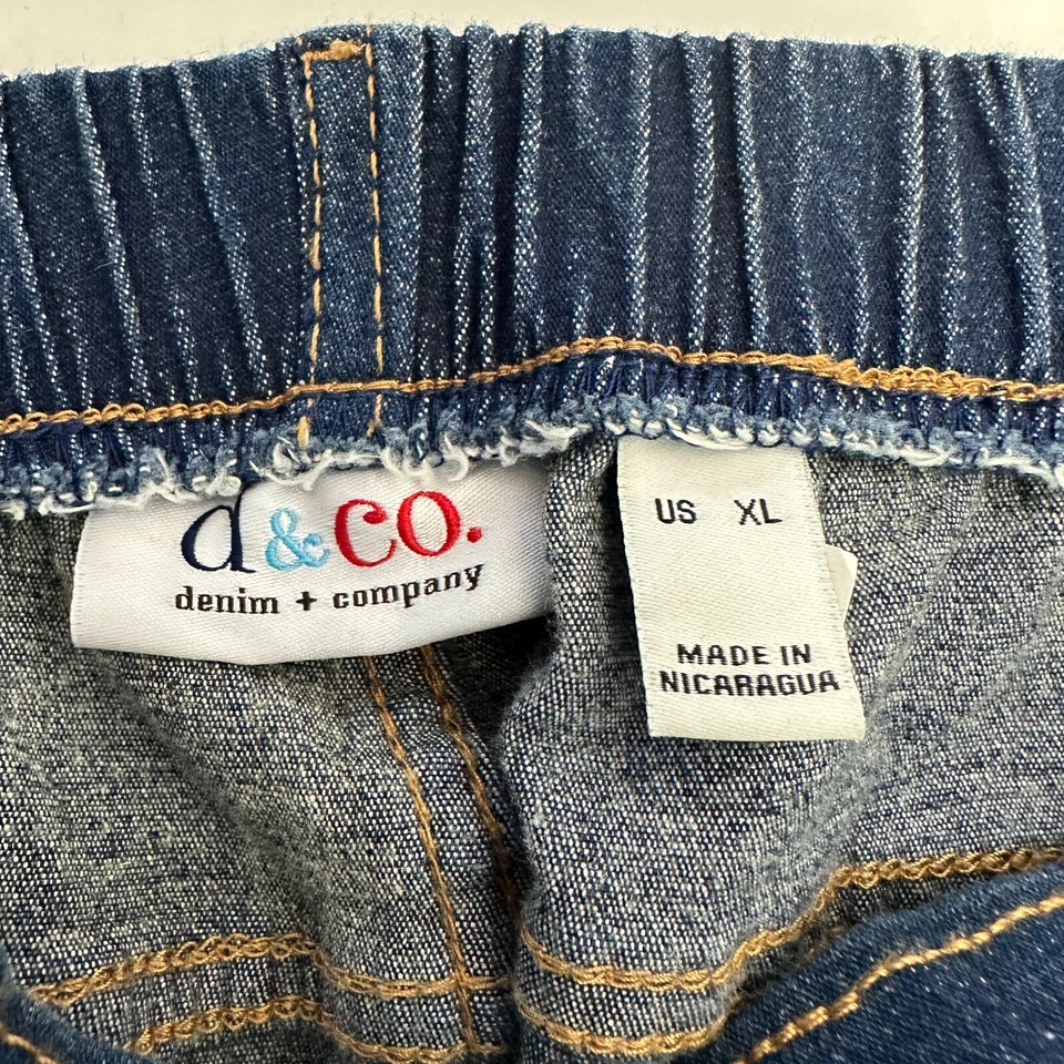 Denim & Co Back Elastic Straight Leg Women's size XL Dark Wash Blue Denim jeans - Image 3 of 4