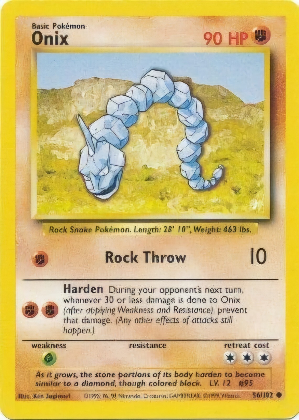 Onix Base Set 56/102 Common Pokemon Card NM