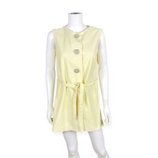 Novis Denne of Arizona Women's VTG Yellow Button Tie Tunic Top Mod