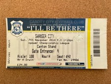 2010/11 CARDIFF CITY V SWANSEA CITY 07-11-2010 CHAMPIONSHIP MATCH TICKET