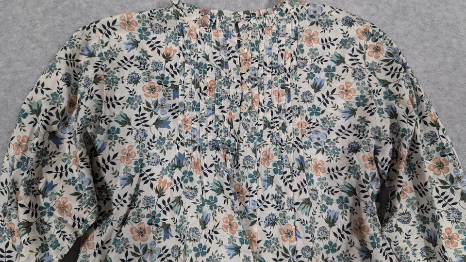 Papo d'Anjo Girl Top 10 Years Floral Pleated Pintucks Popover Cottagecore - Image 2 of 4