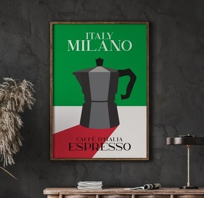 Italian Coffee Poster, The Moka Pot, Italian Coffee