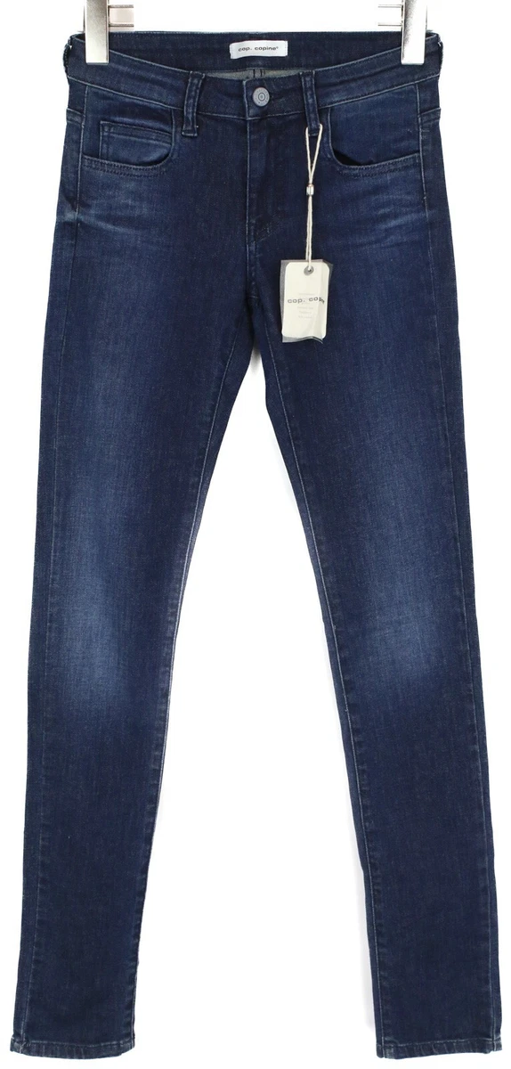 COP COPINE Calvisson Jeans Women EU 34 Stretch Skinny Fit Blue Faded Zip