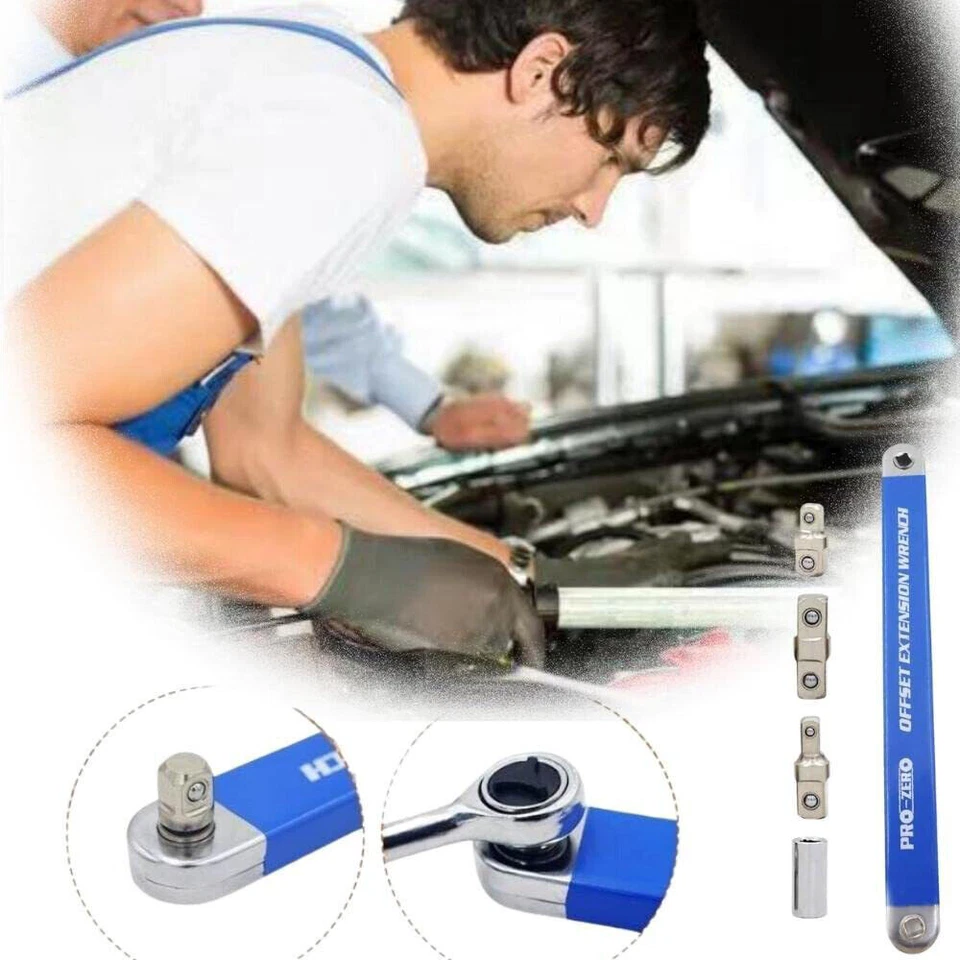 Impact Ready Offset Extension Wrench Tight Reach Extension Wrench Set w/Adapters - image 3 of 4