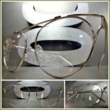 CLASSY Modern VINTAGE RETRO Style Clear Lens EYE GLASSES Unique Gold Metal Frame
