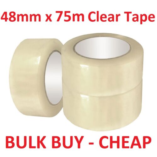 48mm x 75m Clear Packing Tape Packaging Tape Adhesive Bulk Cheap Moving Storage - Picture 1 of 1