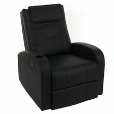 Fernsehsessel Brüssel, TV Sessel Relaxsessel Liegesessel, Kunstleder schwarz