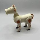 Vintage Fisher Price Family Farm #915 White Cow with Brown Spots