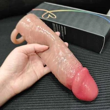 8" Male Cock-Girth-Enlarger-Enhancer-Penis-Extension-Extender-Sheath-Sleeve 20CM