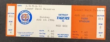 1986 AUGUST 10TH DETROIT TIGERS VS BOSTON RED SOX MLB FULL TICKET Seat 3  61822A