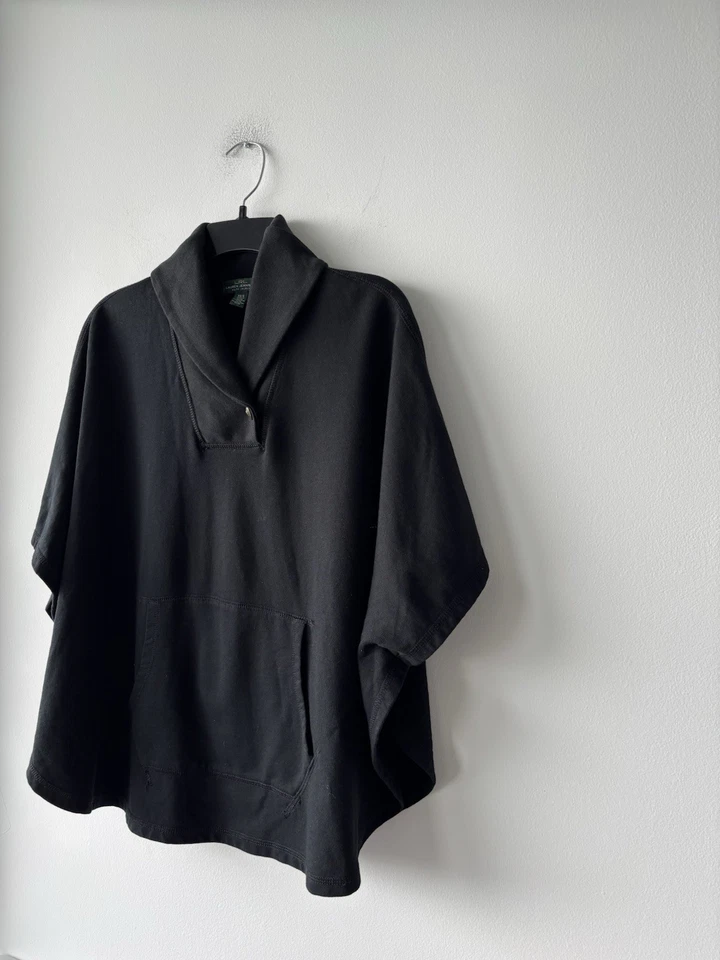 Ralph Lauren Poncho Pullover Black Shawl Collar Oversized Women XS/S Athleisure - Image 3 of 4