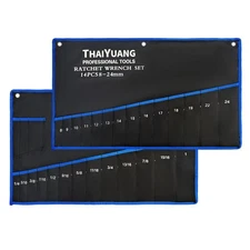 2-Pieces Wrench Roll Up Pouch, Heavy Duty Canvas Tool Wrench Organizer Bag 14...