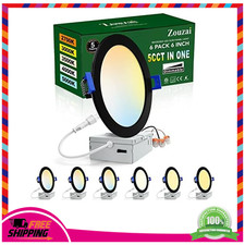 6 Inch Ultra-Thin LED Recessed Ceiling Light 5CCT Dimmable Canless Black 6 Pack