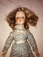 Vtg Porcelain Head Collector Blonde Doll Girl w/ Dress Ex No Cracks flat ship
