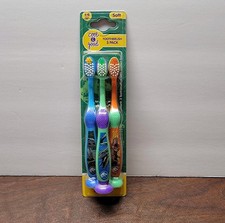 Jurassic World Kids Toothbrush 3 Pack Soft Bristles Age 4 Dinosaur Toothbrush
