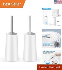 Toilet Brush and Holder 2 Pack Stainless Steel Long Handle Durable Bathroom