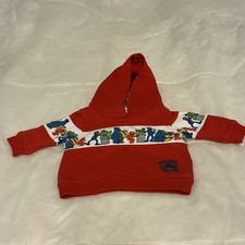 VTG Sesame Street Hoodie size NB Red Cartoon Oscar Elmo grover Cookie Mon Y2K