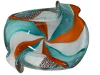 VTG BARBINI Murano Circus Tent Art Glass Bowl Orange Aqua White Italy