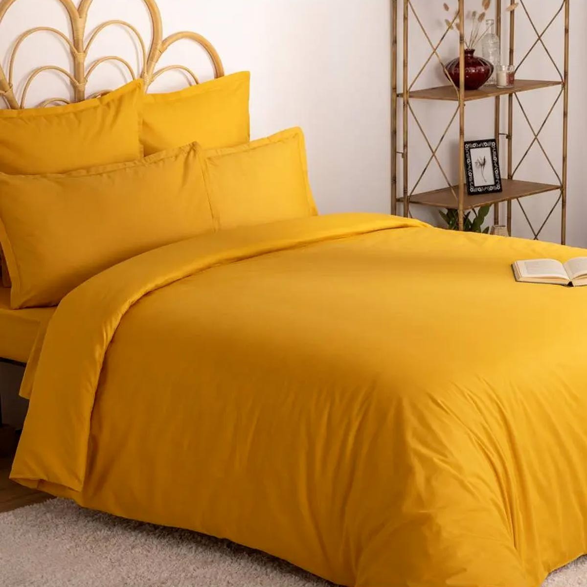 Housse de couette moutarde 240x220 cm pour créer une chambre cosy
