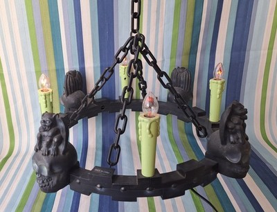 Gemmy 2004 Gargoyle HChandelier Hanging Light Fixture Flicker Flame
