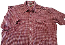 Vintage SHEPLERS Pearl Snap Shirt Red White Checkered GINGHAM Western Fit XL