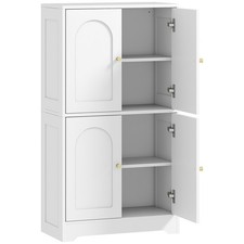 4-Door Kitchen Storage Cabinet with Adjustable Shelves - White Kitchen Storage