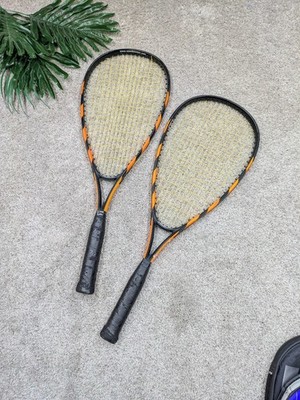 Speedminton S65 Badminton Rackets Racquets Set Of 2 Aluminum Black Orange