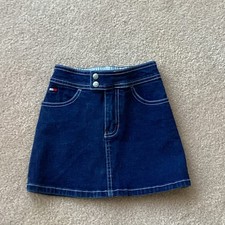 TOMMY HILFIGER GIRLS 6X DENIM SKIRT, ELASTIC BACK WAIST, TWO POCKET,ZIP FLY,SNAP